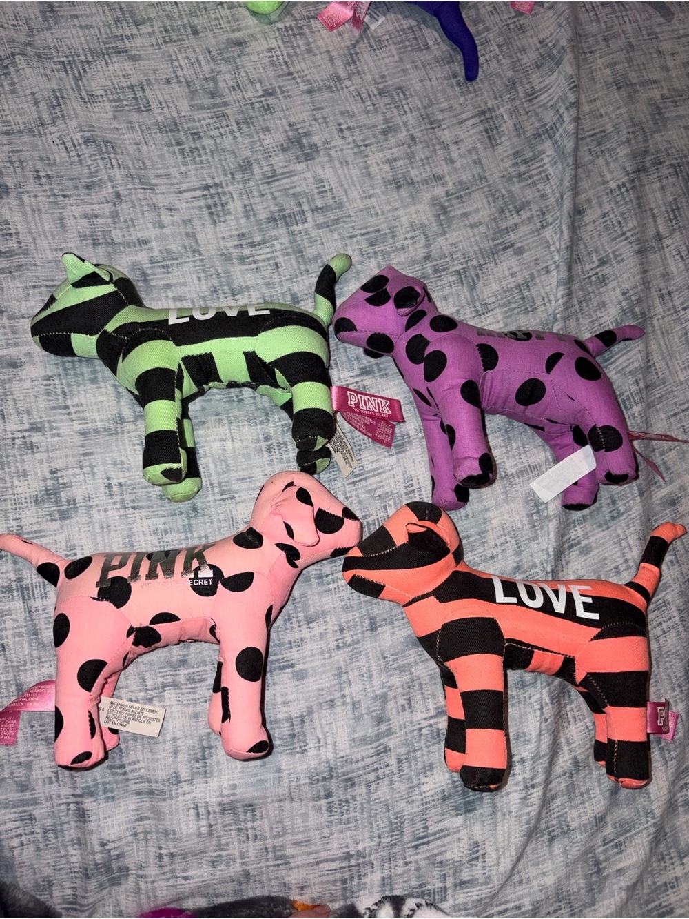PINK Victoria's Secret Dog Plush Toy - Pink/Black Polka Dot